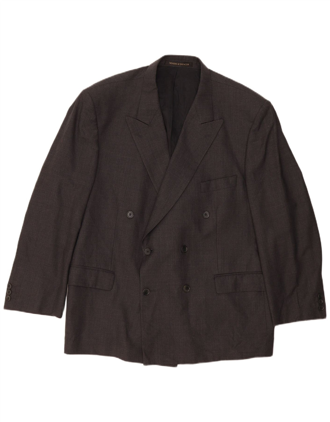 Marks & Spencer Veste blazer double boutonnage pour homme UK 46 XL Gris laine vierge