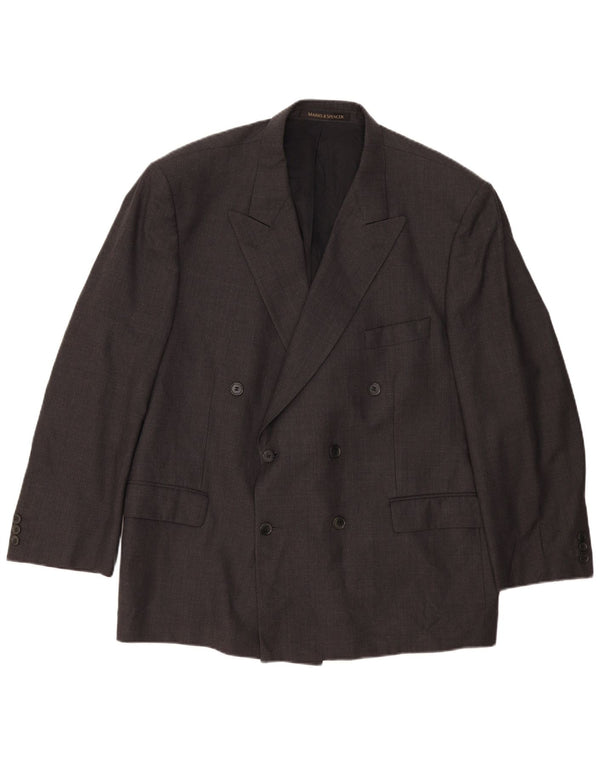 Marks & Spencer Veste blazer double boutonnage pour homme UK 46 XL Gris laine vierge