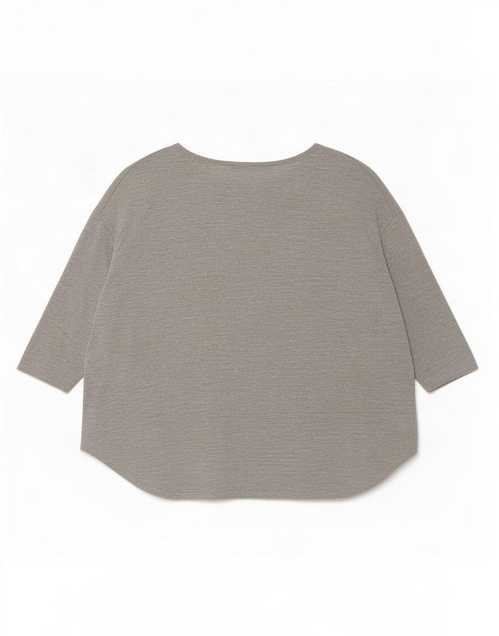 Topshop Femme Haut Oversize Manches 3/4 UK 12 Gris Moyen Viscose