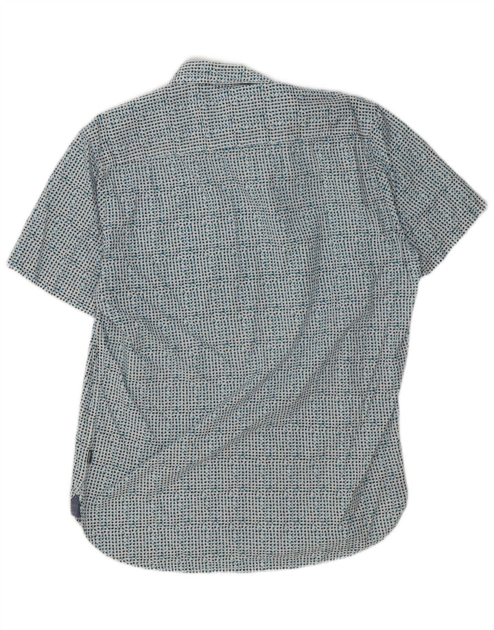 Camel Active Chemise Slim à Manches Courtes pour Hommes en Coton à Pois Bleu Large