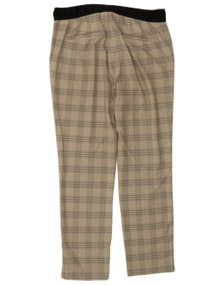 Zara Pantalon de Costume Fuselé Femme Large W30 L27 Beige à Carreaux Polyester