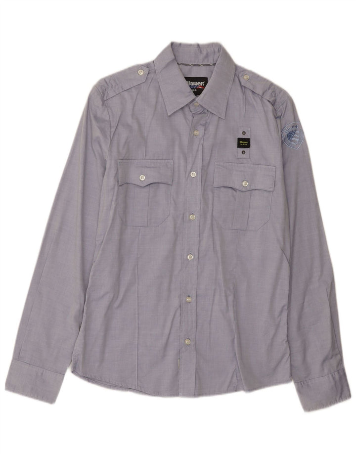 Blauer Chemise Militaire Homme Bleu Moyen Coton