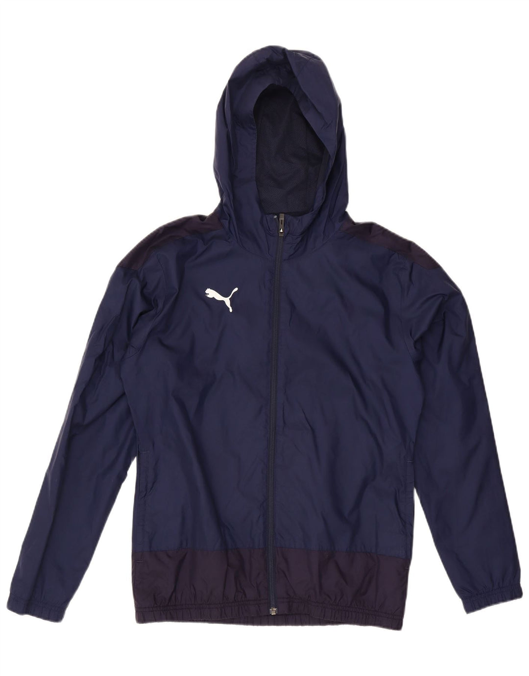 Puma Veste de pluie à capuche pour homme UK 36 Small Bleu marine Colorblock Nylon