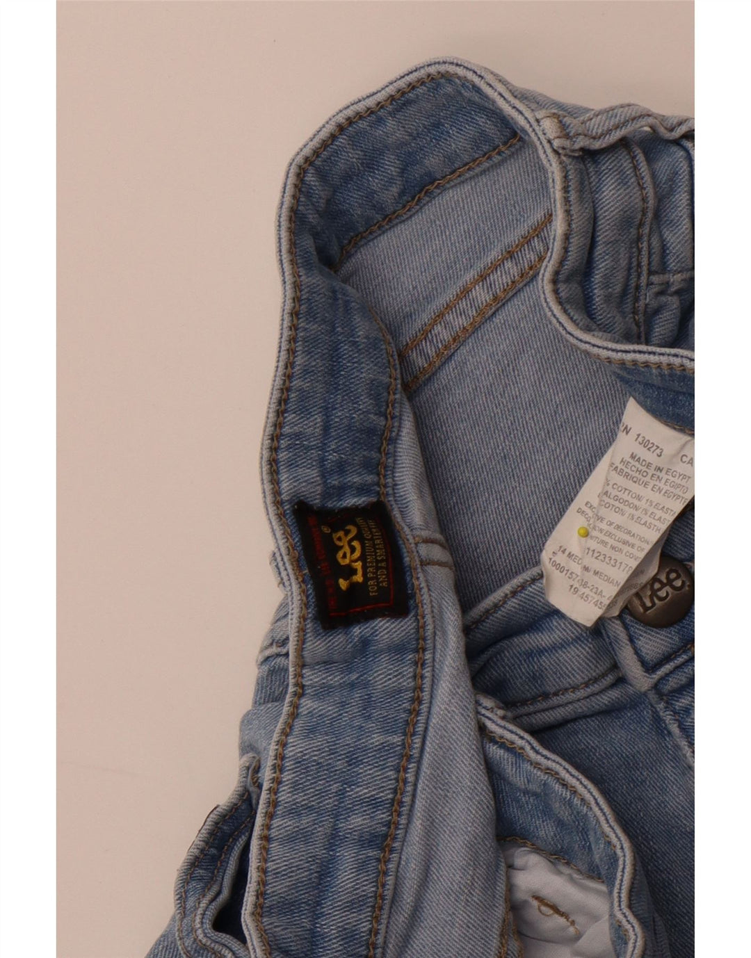 Lee Short en jean taille haute pour femme US 14 Large W32 Bleu Coton