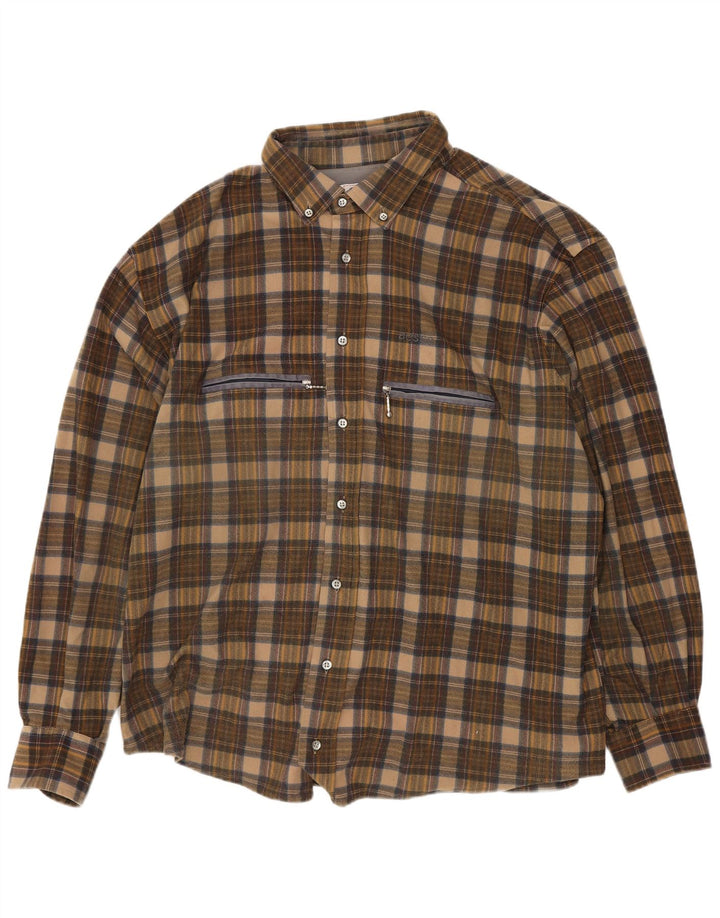 Aesse Chemise en flanelle pour homme XL à carreaux marron