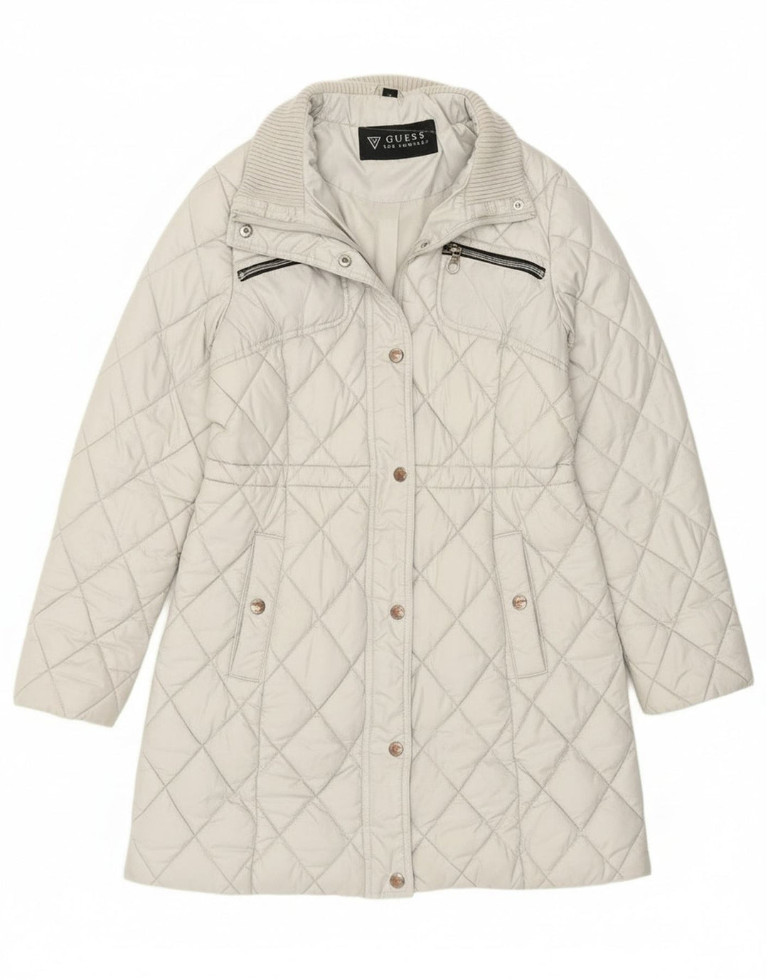 Guess Manteau matelassé pour femme UK 14 Polyester blanc moyen