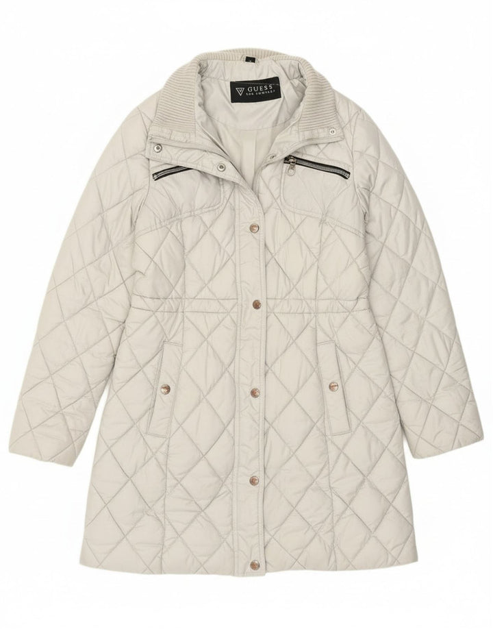 Guess Manteau matelassé pour femme UK 14 Polyester blanc moyen