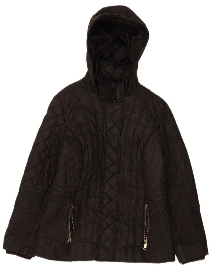 Marks & Spencer Veste matelassée à capuche pour femme UK 14 Large Noir Polyester