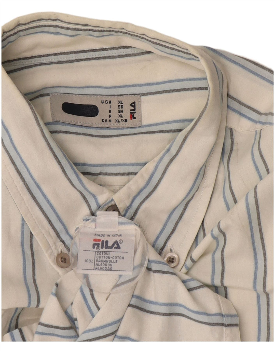 Fila Chemise Homme XL Blanc Rayé Coton