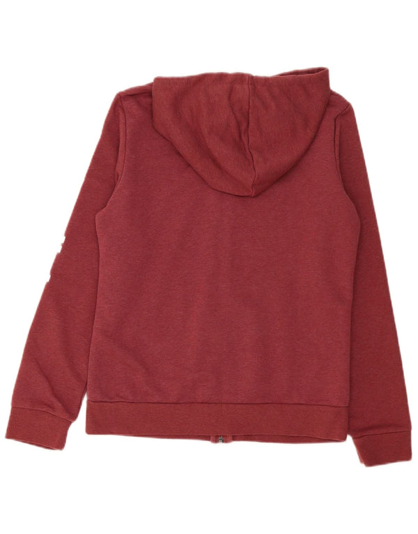 Adidas Pull à capuche zippé graphique pour femme UK 12/14 Coton bordeaux moyen