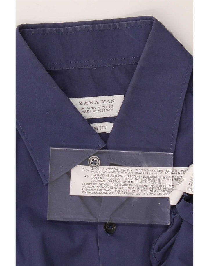 Zara Chemise Slim Fit Bleu Moyen Coton