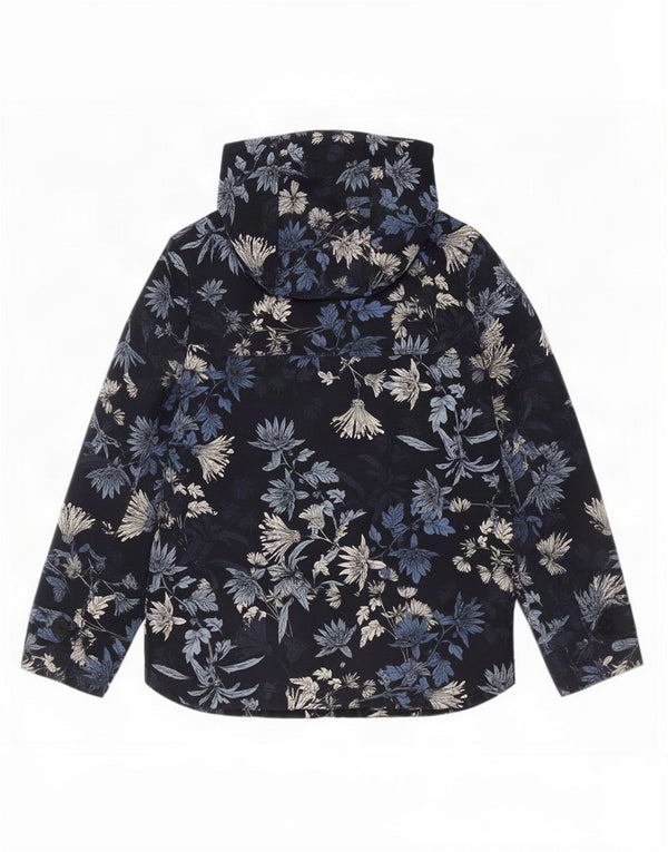 Joules Veste de pluie à capuche pour femme UK 8 Small Bleu marine en coton floral