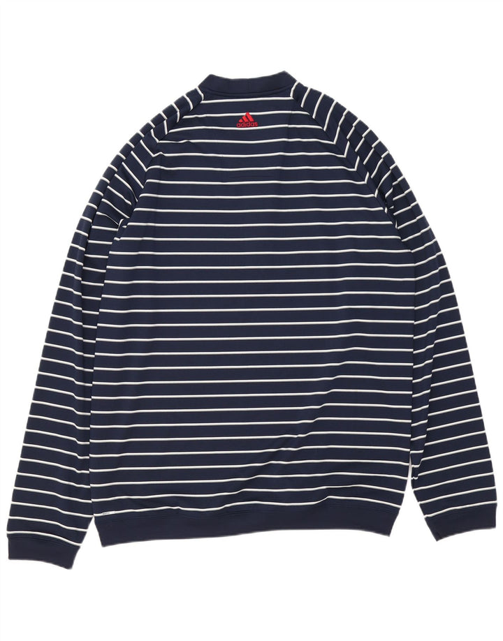Adidas Climalite Sweatshirt Jumper Grand Bleu Marine Rayé Polyester