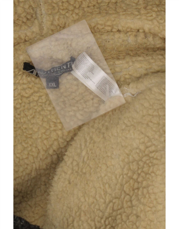 AUTHENTIQUE Pull Sherpa à Capuche pour Homme 2XL Acrylique Moucheté Gris