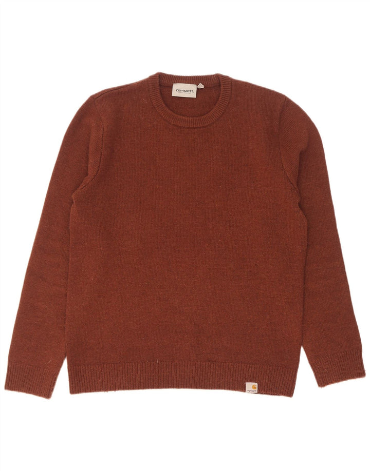 Carhartt Pull à col rond pour homme en laine d'agneau marron moyen