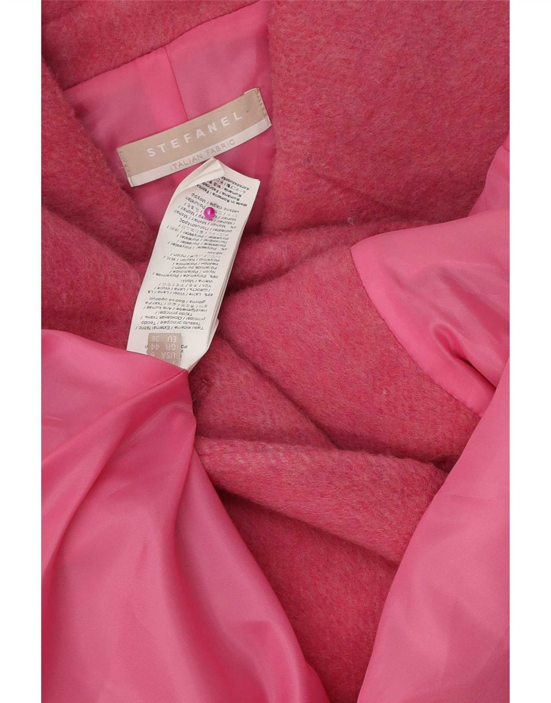 Stefanel Femmes Courtes Manches 3/4 Caban US 8 Laine Rose Moyen