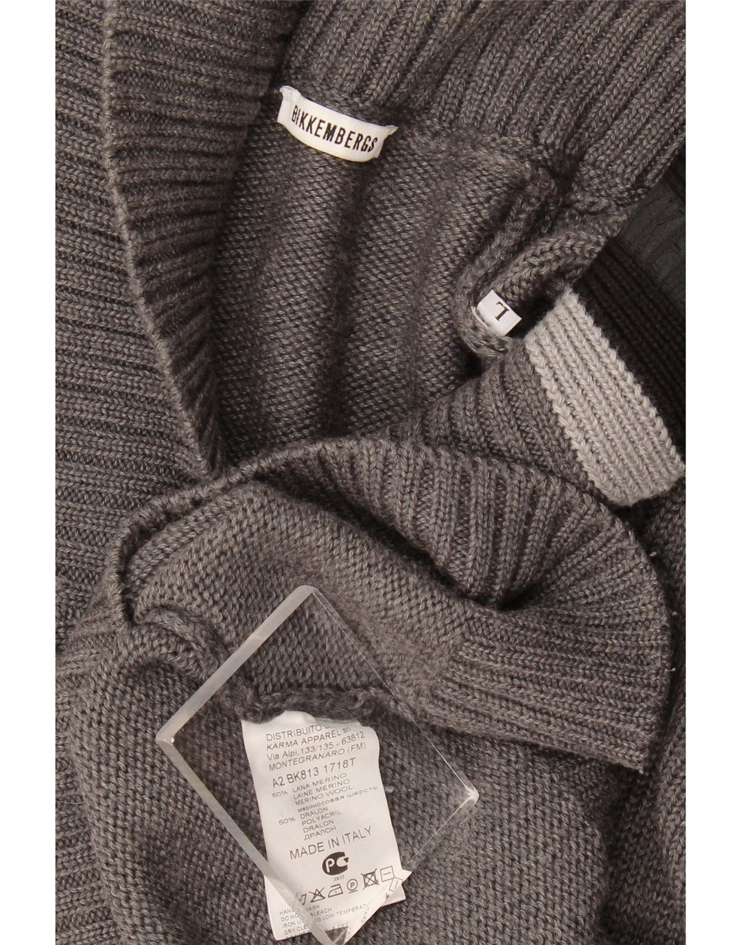 Bikkembergs Pull à col châle pour homme en laine color block Gris Taille L