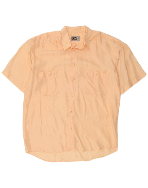 vintage Chemise à manches courtes pour hommes Soie orange moyenne