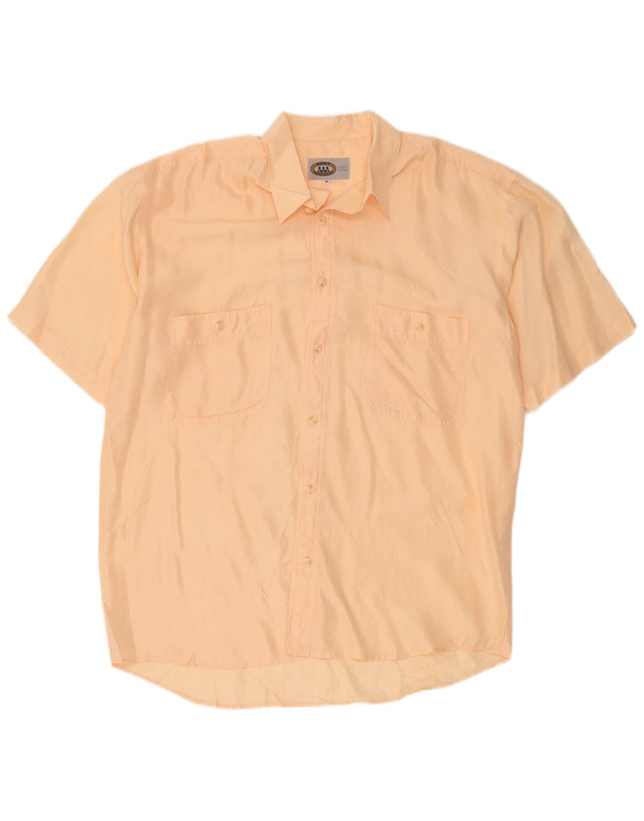 vintage Chemise à manches courtes pour hommes Soie orange moyenne