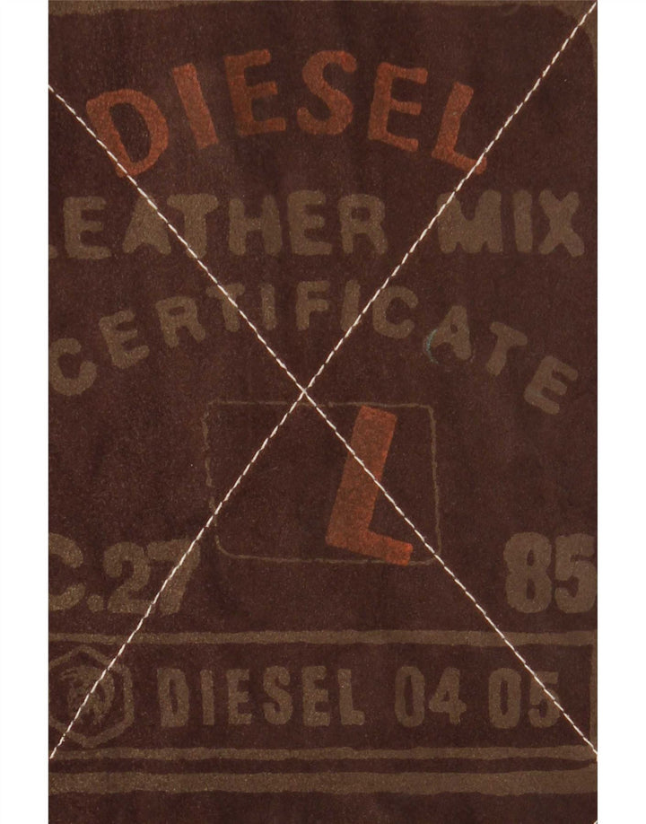 Diesel Veste réversible pour homme UK 40 Grand cuir à carreaux marron