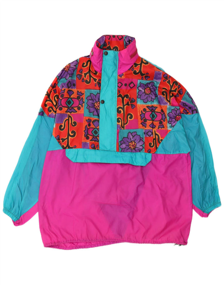 ETIREL Manteau imperméable surdimensionné à capuche pour femme UK 14 Rose moyen Floral années 80