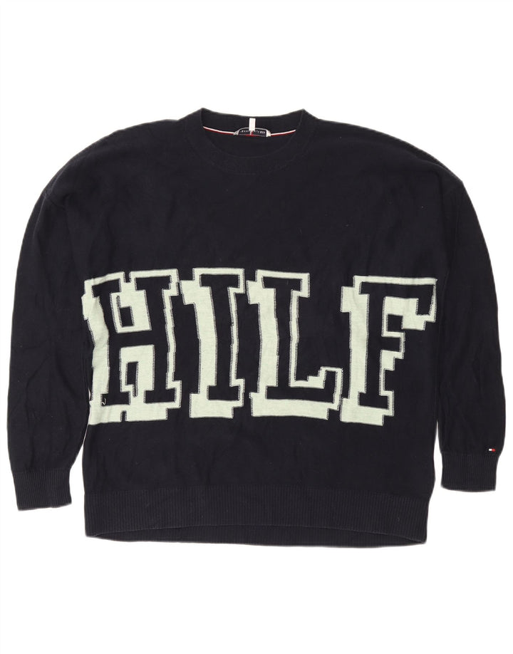 Tommy Hilfiger Pull col bateau pour femme UK 10 Petit Bleu marine