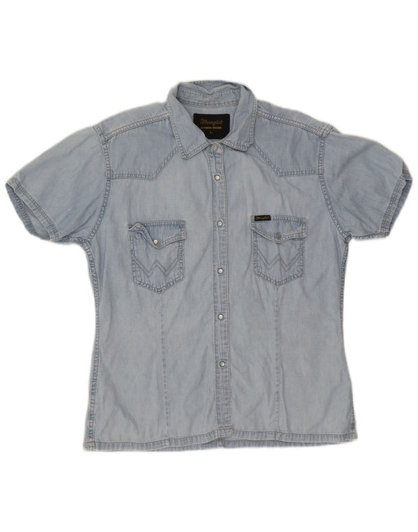 Wrangler Chemise en jean à manches courtes pour femme UK 18 XL Bleu Coton