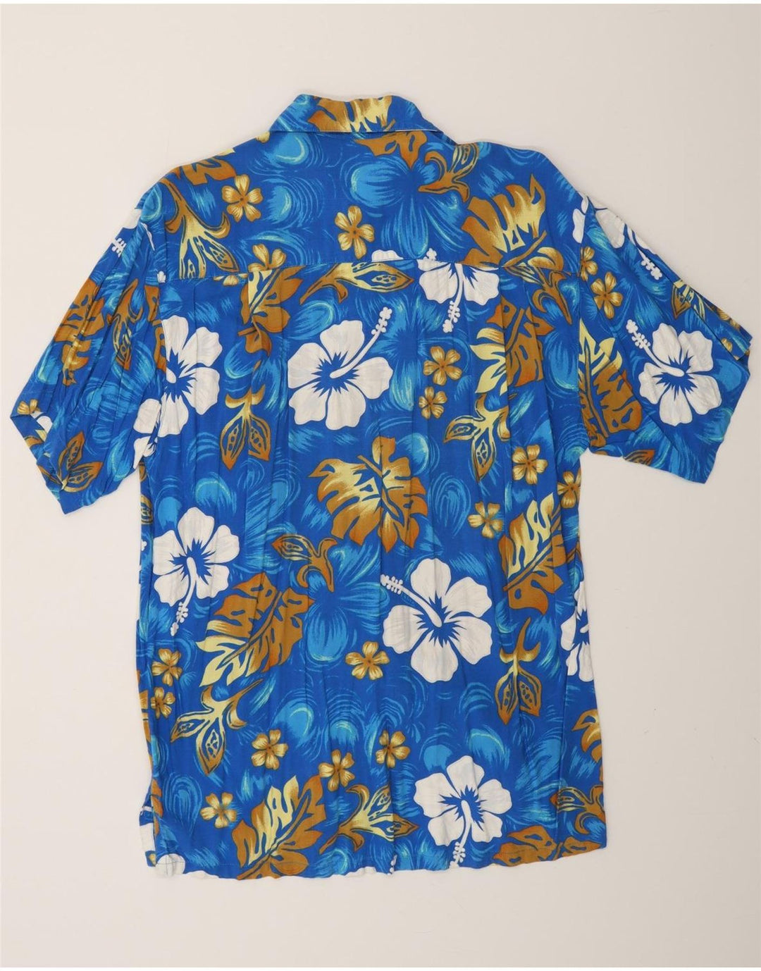 VINTAGE Chemise hawaïenne à manches courtes pour hommes XL Bleu Floral