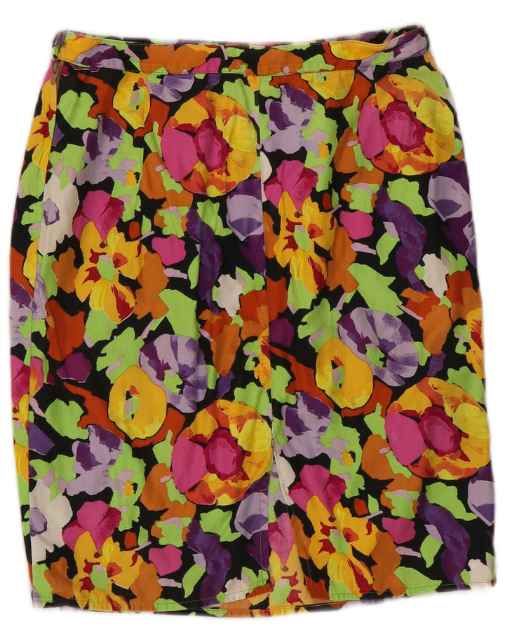jupe droite vintage femme W26 petit motif floral multicolore