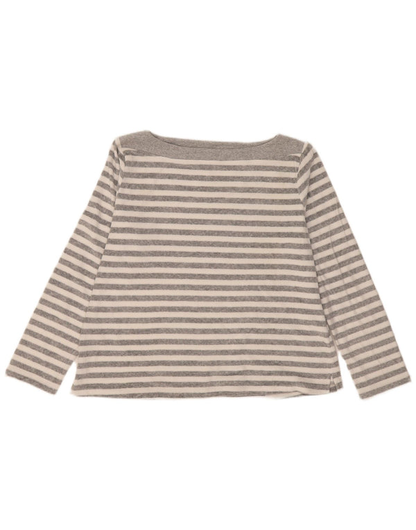 Marks & Spencer Haut à manches longues pour femme UK 46 Grand coton rayé gris