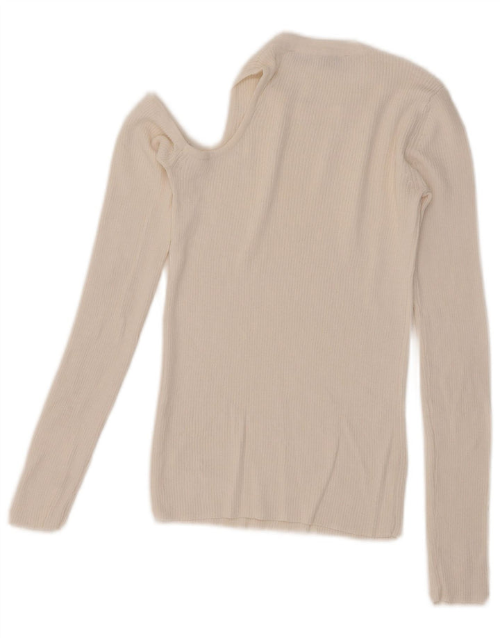 Zara Womens Top asymétrique à manches longues UK 8 Small Blanc
