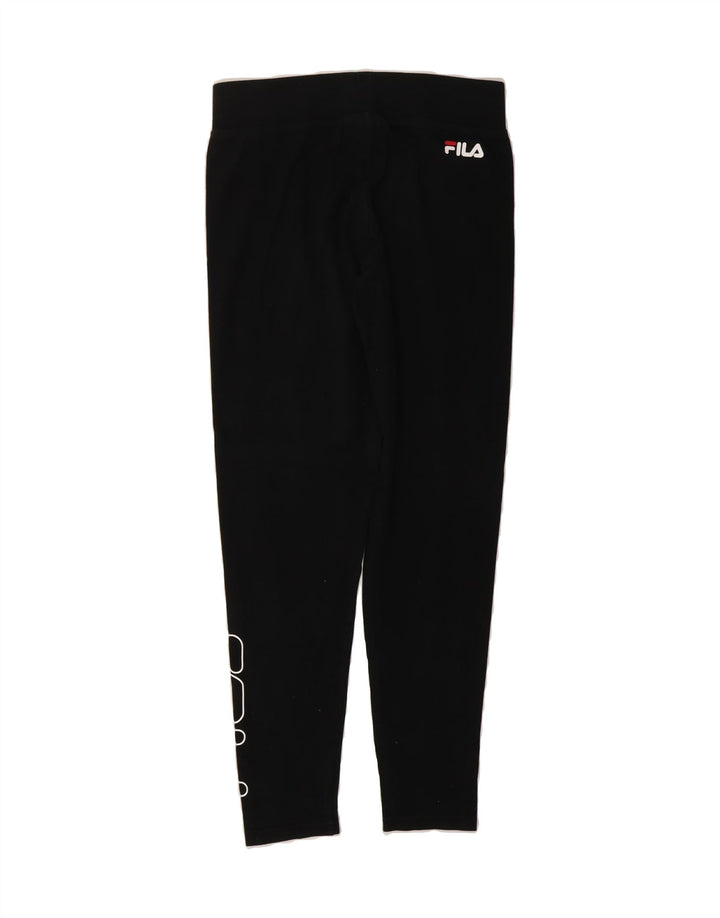 FILA Womens Graphic Leggings UK 12 Medium Black Cotton Vintage Fila and Second-Hand Fila from Messina Hembry 