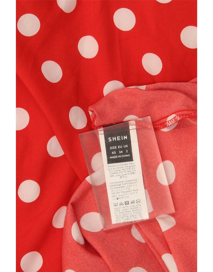 Shein Femme Jupe Évasée XS W24 Rouge À Pois Polyester