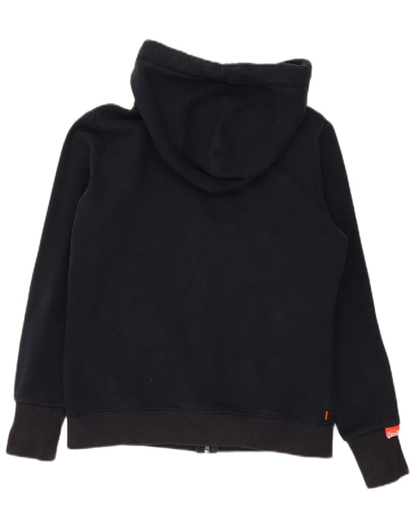 Superdry Pull à capuche zippé pour femme UK 16 Large Bleu marine Coton