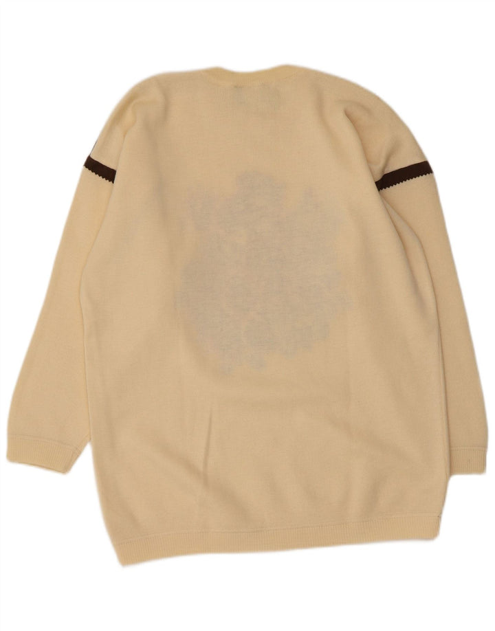 PANCALDI & B Pull à col rond pour femme UK 16 Grand blanc cassé floral