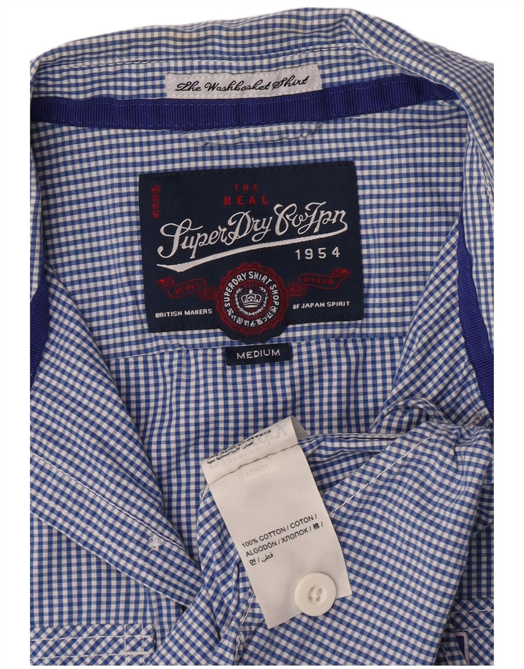 Superdry Chemise à Manches Courtes Homme Bleu Moyen Vichy Coton