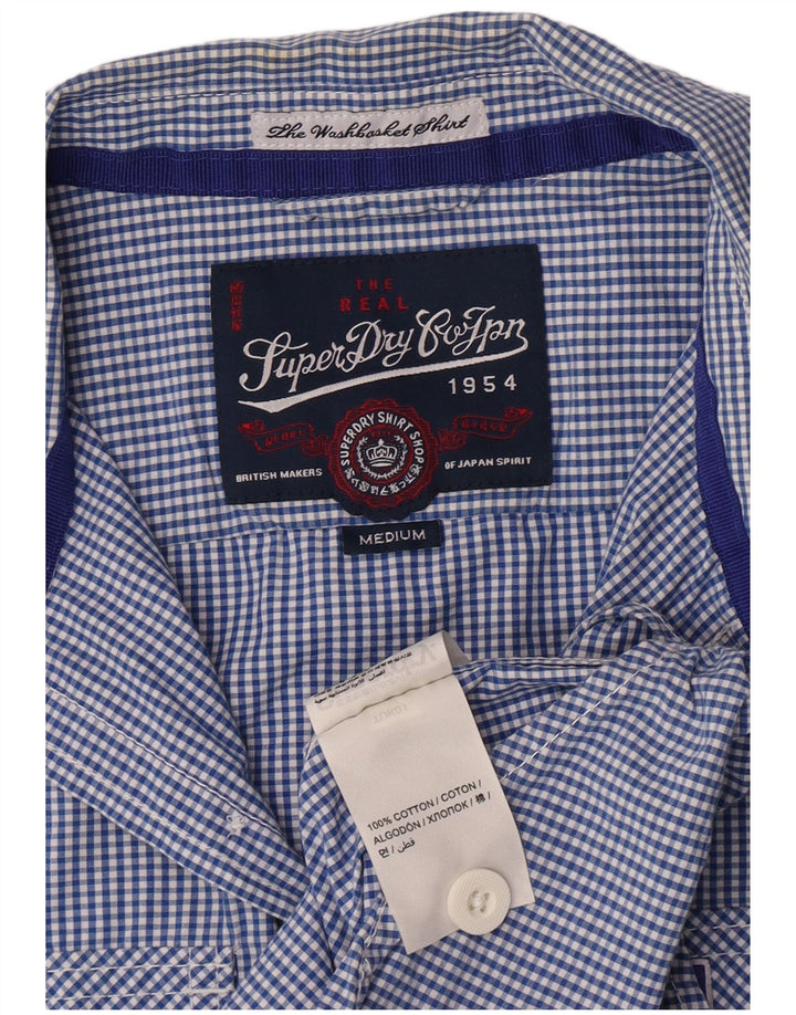 Superdry Chemise à Manches Courtes Homme Bleu Moyen Vichy Coton