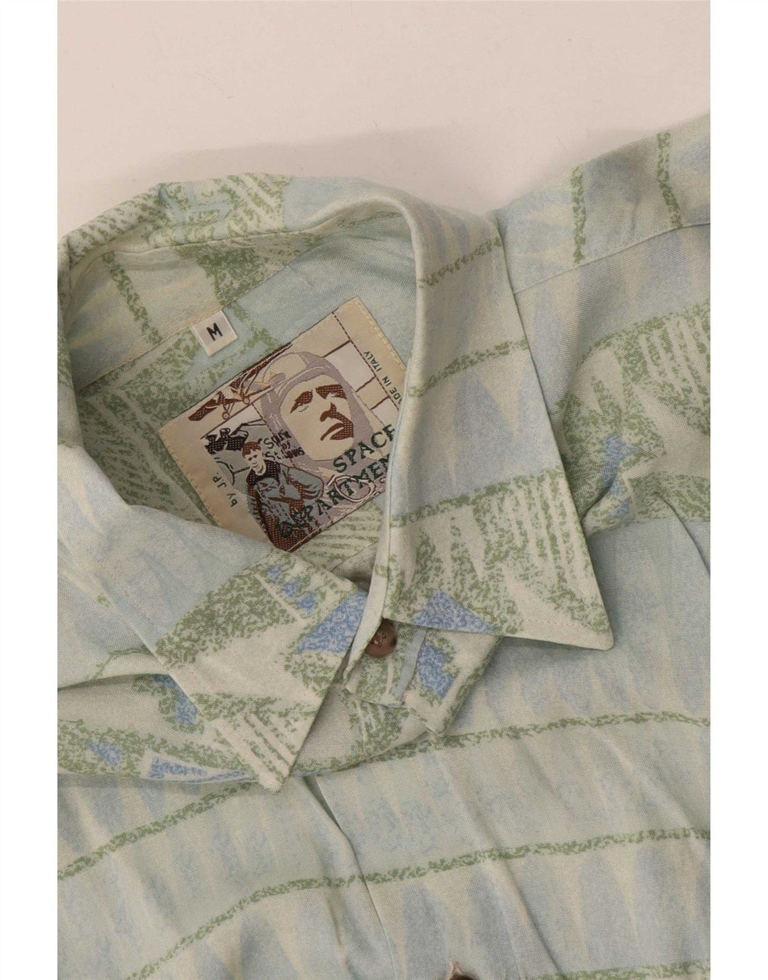 Chemise Homme Vintage Bleu Moyen Géométrique