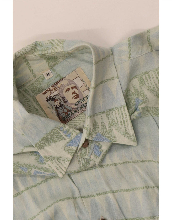 Chemise Homme Vintage Bleu Moyen Géométrique