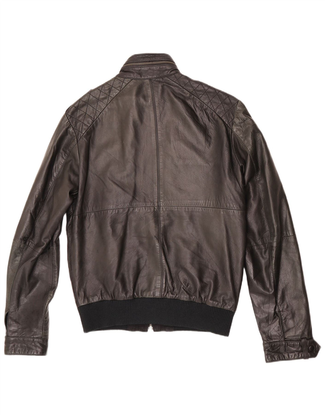 ZARA Veste en cuir pour homme UK 38 Cuir noir moyen