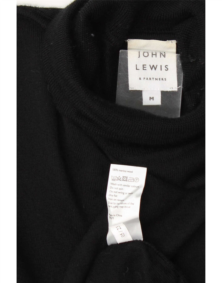 John Lewis Pull col roulé pour homme en laine noire moyenne