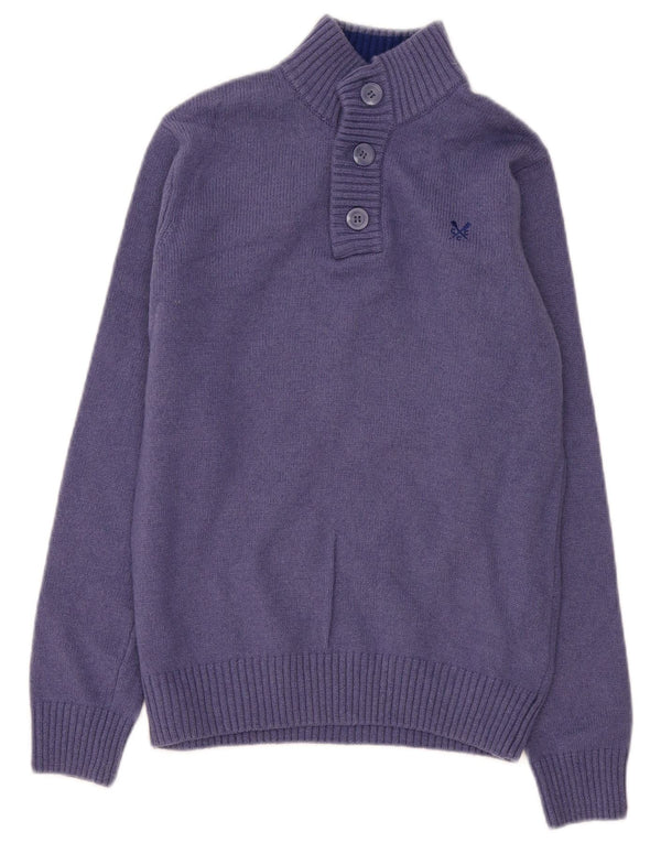 Crew Clothing Pull à col boutonné pour homme XS Violet en laine d'agneau