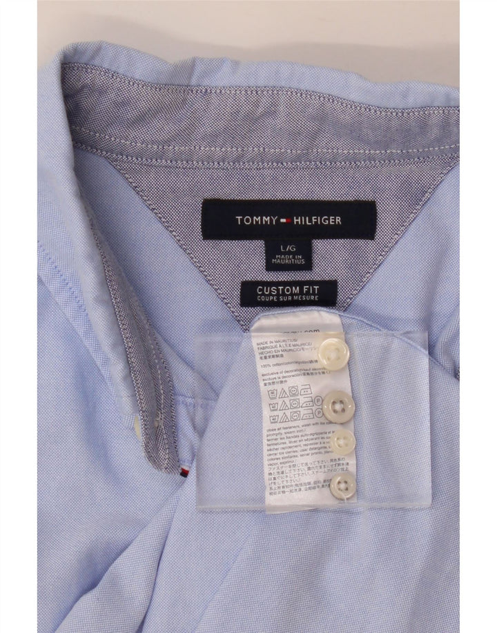 TOMMY HILFIGER Mens Custom Fit Shirt Large Blue Cotton Vintage Tommy Hilfiger and Second-Hand Tommy Hilfiger from Messina Hembry 