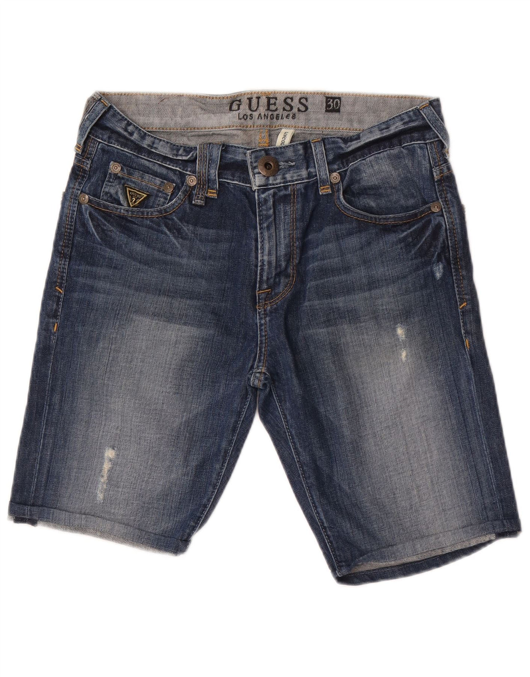Guess Short Lincoln Slim Denim W30 Femme Bleu Moyen Coton