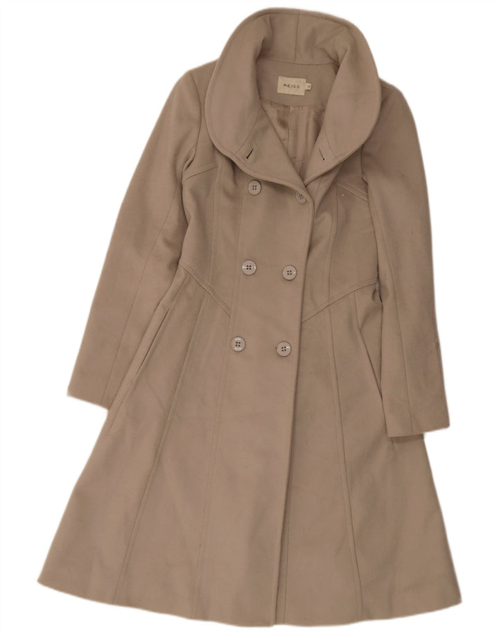 Reiss Manteau croisé pour femme UK 6 XS Laine vierge beige
