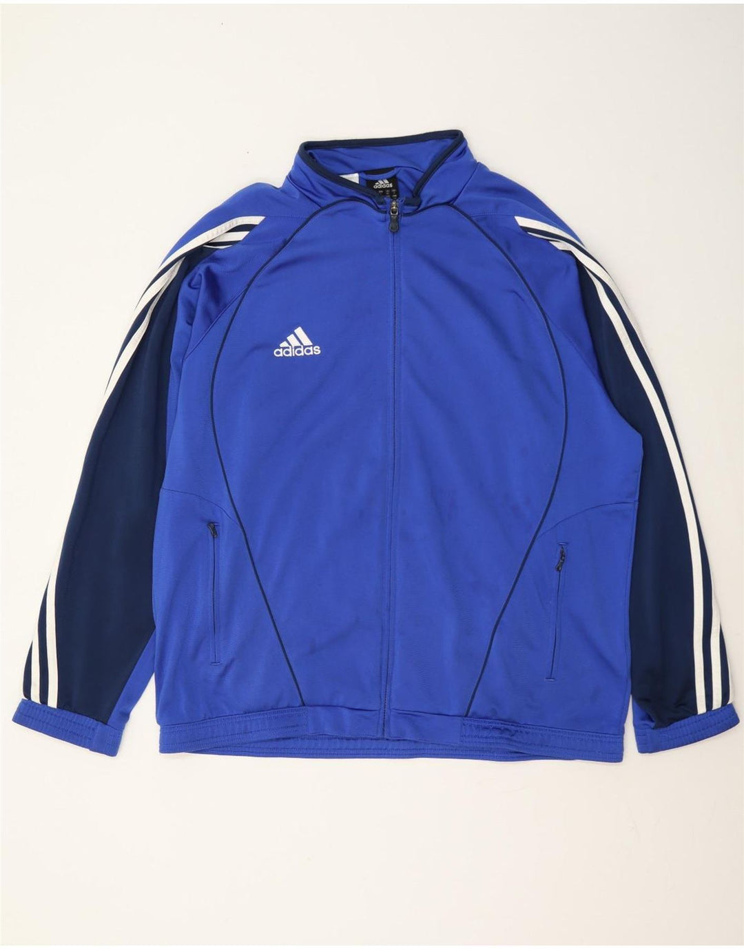 Adidas Veste de survêtement pour homme UK 44/46 Large Bleu Colorblock Polyester