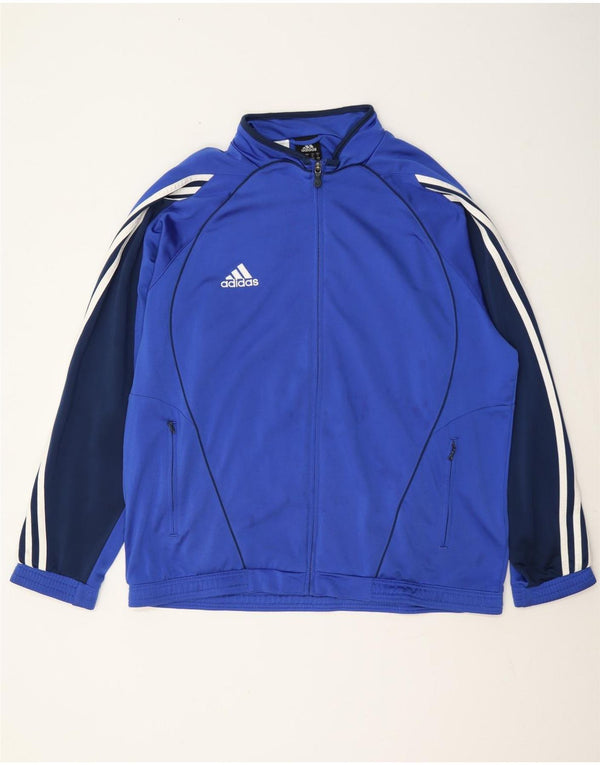 Adidas Veste de survêtement pour homme UK 44/46 Large Bleu Colorblock Polyester