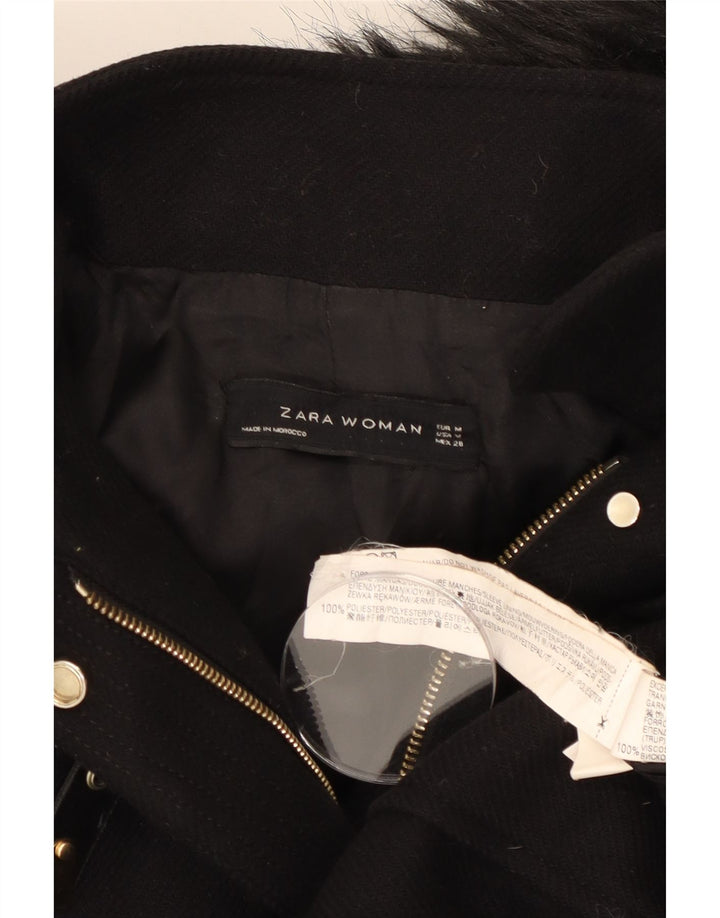 Zara Womens Bomber Jacket UK 14 Medium Noir Polyester