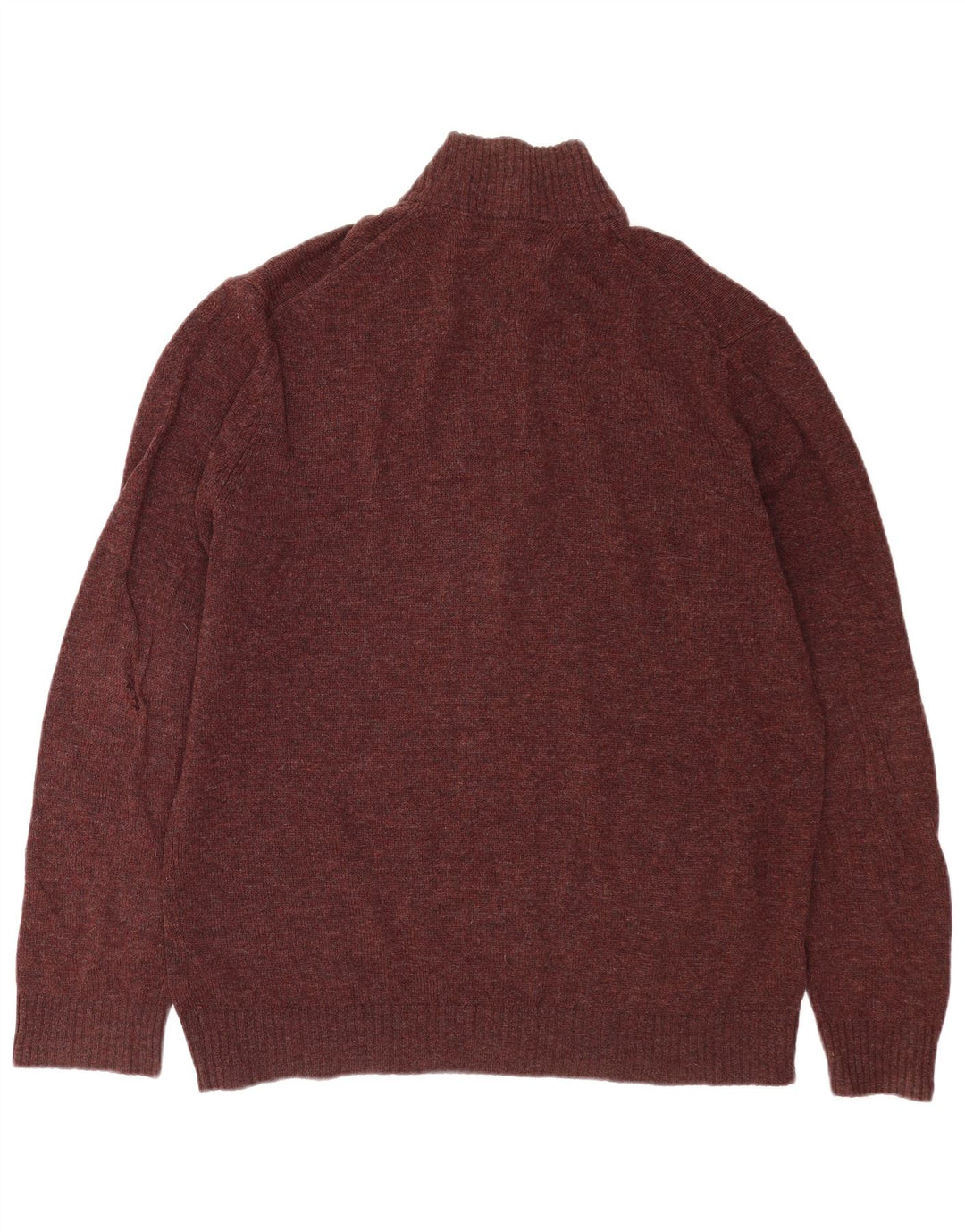 Marks & Spencer Pull col zippé pour homme XL en laine d'agneau mouchetée marron