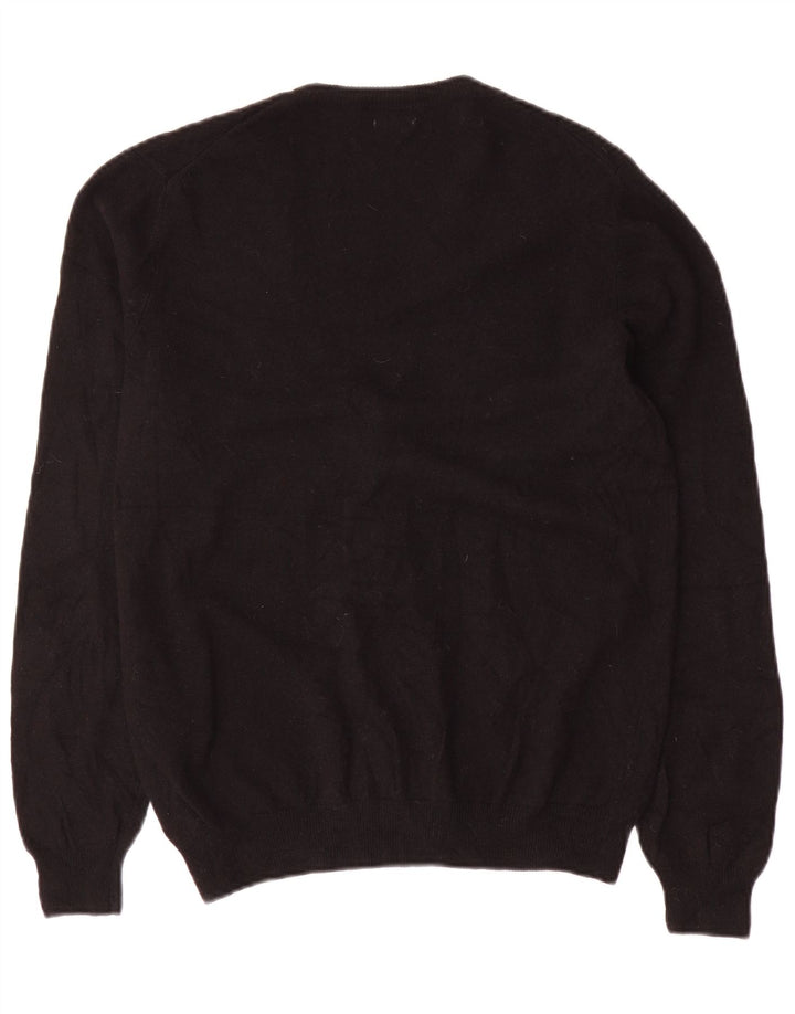 BENETTON Cardigan Femme Pull UK 18 XL Noir Laine Mérinos